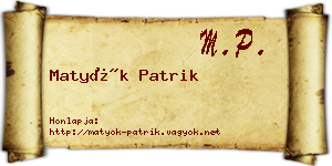 Matyók Patrik névjegykártya